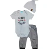 Conjunto de Body Cinza Bon Bebe 3 Peças