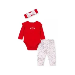 Conjunto de Body Little Me Hearts - Vermelho