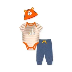 Conjunto de Body Tigre Little Me - Laranja/Azul