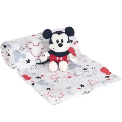 Conjunto de brinquedos de pelúcia e cobertor Lambs &amp; Ivy Swaddle, Mickey Mouse