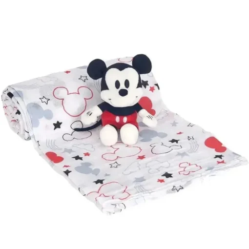 Conjunto de brinquedos de pelúcia e cobertor Lambs &amp; Ivy Swaddle, Mickey Mouse