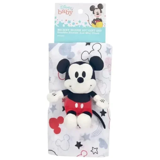 Conjunto de brinquedos de pelúcia e cobertor Lambs &amp; Ivy Swaddle, Mickey Mouse