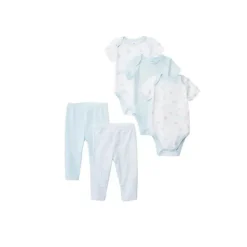 Conjunto de calças bodysuit Little Me - Ursos 5 peças, azul