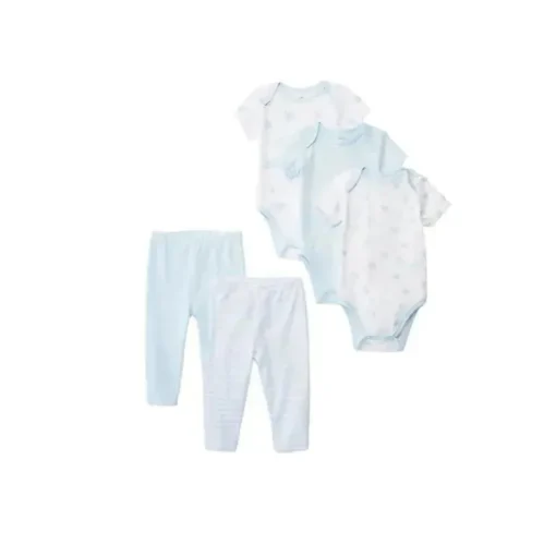 Conjunto de calças bodysuit Little Me - Ursos 5 peças, azul