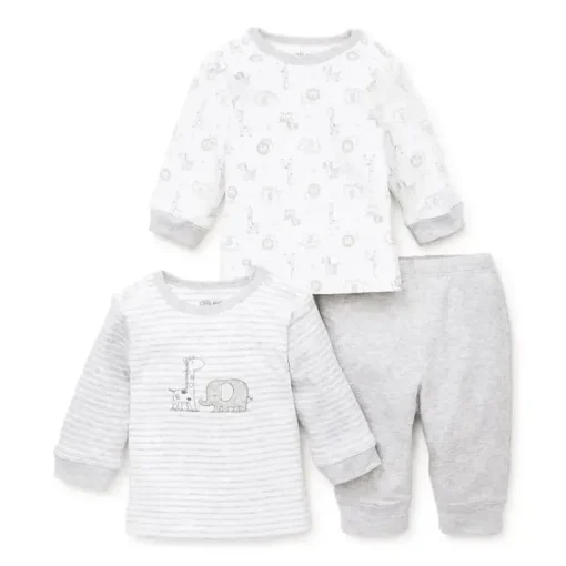 Conjunto de calças de 3 peças Little Me Safari Charms - Cinza