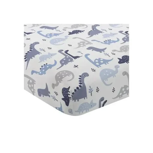Conjunto de cama de berço Roar Dinosaur de 3 peças para dormir Originals Originals, azul/cinza