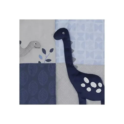 Conjunto de cama de berço Roar Dinosaur de 3 peças para dormir Originals Originals, azul/cinza