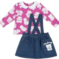Conjunto de camiseta e saia suspensório Moschino bebê - menina, rosa