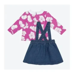 Conjunto de camiseta e saia suspensório Moschino bebê - menina, rosa
