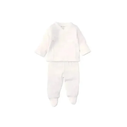 Conjunto de camiseta/calça Kissy Kissy Pointelle Cross, branco