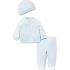 Conjunto de Cardigan Little Me Dainty Dinos Branco/Azul