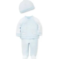 Conjunto de Cardigan Little Me Dainty Dinos Branco/Azul