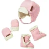 Conjunto de chapéus de inverno para crianças, luvas e botas Tomy JJ Cole, cor-de-rosa
