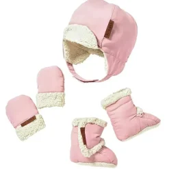 Conjunto de chapéus de inverno para crianças, luvas e botas Tomy JJ Cole, cor-de-rosa