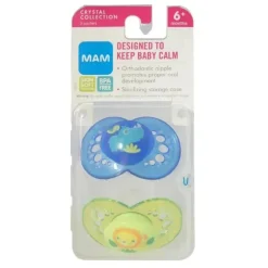 Conjunto de chupeta ortodôntica Mam Crystal 6M+, cores podem variar, pacote com 2