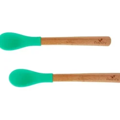 Conjunto de colheres de alimentação infantil de bambu Avanchy, verde