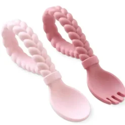 Conjunto de colheres Itzy Ritzy Sweetir Sliicone Baby Utensild Rosa