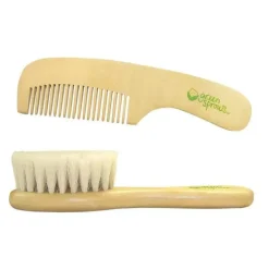 Conjunto de escova e pente de brotos verdes, naturais