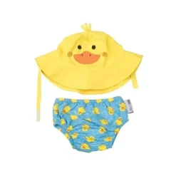 Conjunto de fralda de banho e chapéu de sol Zoocchini Pato