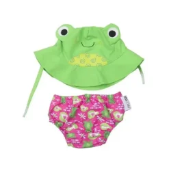 Conjunto de fraldas de natação e chapéu de sol Zoocchini Sapo
