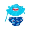 Conjunto de fraldas de natação e chapéu de sol Zoocchini tubarão