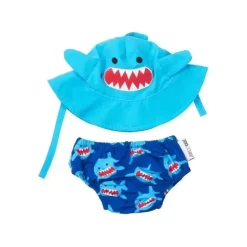 Conjunto de fraldas de natação e chapéu de sol Zoocchini tubarão