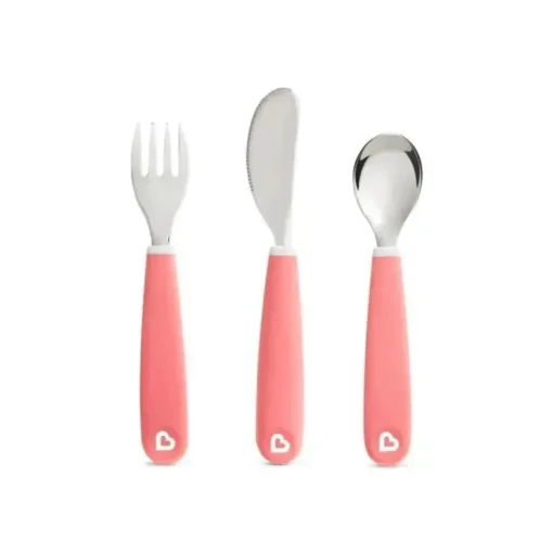 Conjunto de garfo, faca e colher Munchkin Splash para criança - rosa
