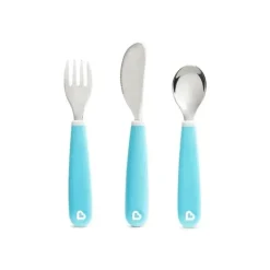 Conjunto de garfo, faca e colher Munchkin Splash para criança, azul