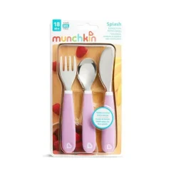 Conjunto de garfo, faca e colher Munchkin Splash para criança - roxo