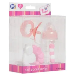 Conjunto de garrafa e chocalho rosa de 3 peças Jc Toys