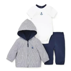 Conjunto de jaqueta Little Me - Vela 3 peças, azul