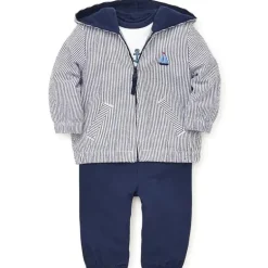 Conjunto de jaqueta Little Me - Vela 3 peças, azul