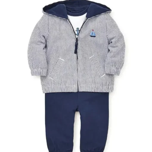Conjunto de jaqueta Little Me - Vela 3 peças, azul