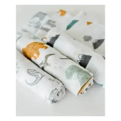 Conjunto de lençol de algodão com 3 pacotes de unicórnio, amigos Dino