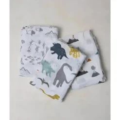 Conjunto de lençol de algodão com 3 pacotes de unicórnio, amigos Dino