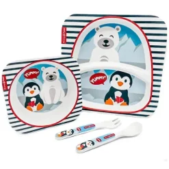 Conjunto de louça de bambu Primo Passi Kids - amigos de inverno