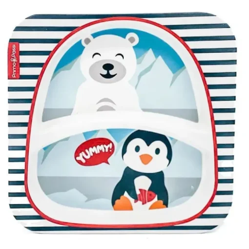 Conjunto de louça de bambu Primo Passi Kids - amigos de inverno