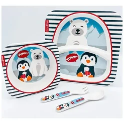 Conjunto de louça de bambu Primo Passi Kids - amigos de inverno