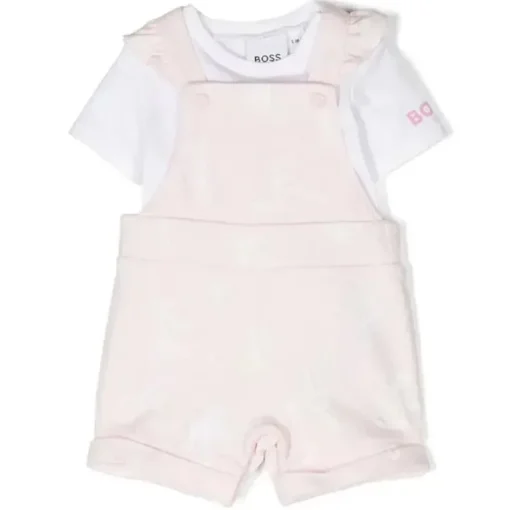Conjunto de macacão de algodão Hugo Boss Baby - menina, rosa claro