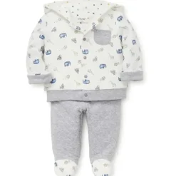 Conjunto de moletom com capuz Little Me Jaunty Jungle Heather Grey