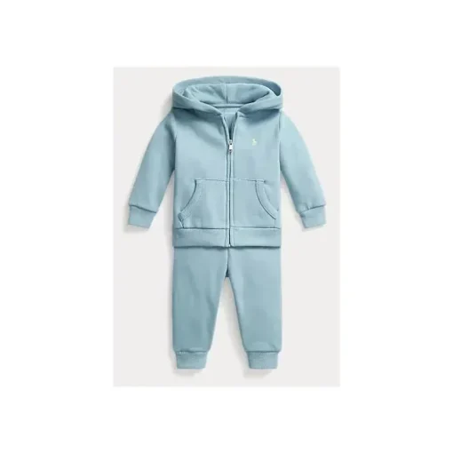 Conjunto de moletom e calça Ralph Lauren Fleece Full-Zip - Azul Claro