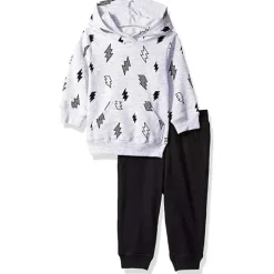 Conjunto de moletom Little Me Bolts, preto e branco