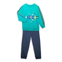 Conjunto de moletom Little Me Space 2 peças - Azul