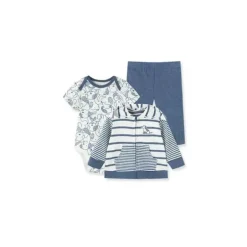 Conjunto de moletom Little Me - Filhotes 3 peças, azul