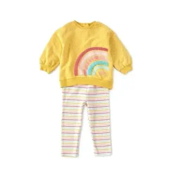 Conjunto de moletom Little Me Rainbow 2 peças - Amarelo