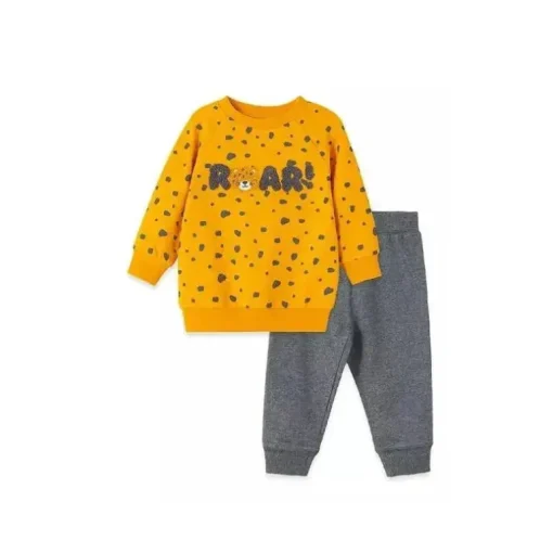 Conjunto de moletom Little Me - Roar 2 peças, cinza