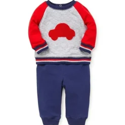 Conjunto de moletom Little Me Car Marinho