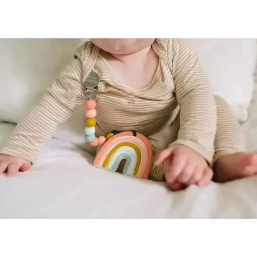 Conjunto de mordedores de silicone Loulou Lollipop, arco-íris pastel