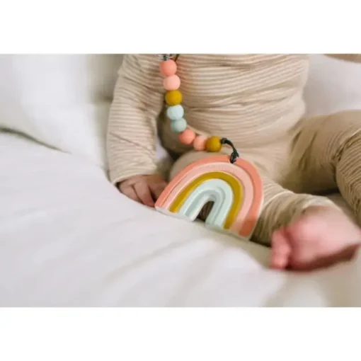 Conjunto de mordedores de silicone Loulou Lollipop, arco-íris pastel