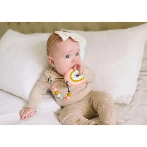 Conjunto de mordedores de silicone Loulou Lollipop, arco-íris pastel